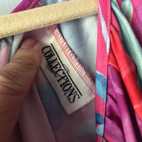 Vintage Chemise Tropical Gown  Day Dress Loungewear Pink Floral Flowy - Picture 4 of 7